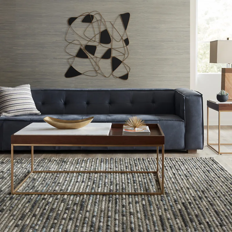 Grosvenor Milano 106" Sofa in Italian Blue Top Grain Leather