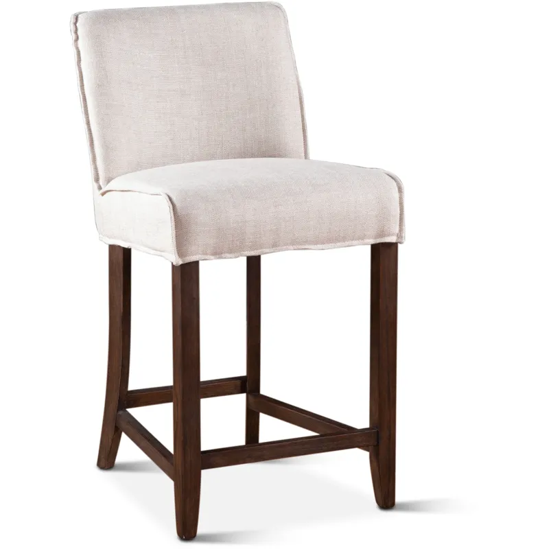 Grosvenor Buddy 20" Counter Chair in Beige Linen with Dark Legs