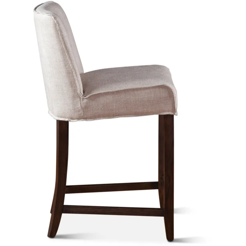 Grosvenor Buddy 20" Counter Chair in Beige Linen with Dark Legs