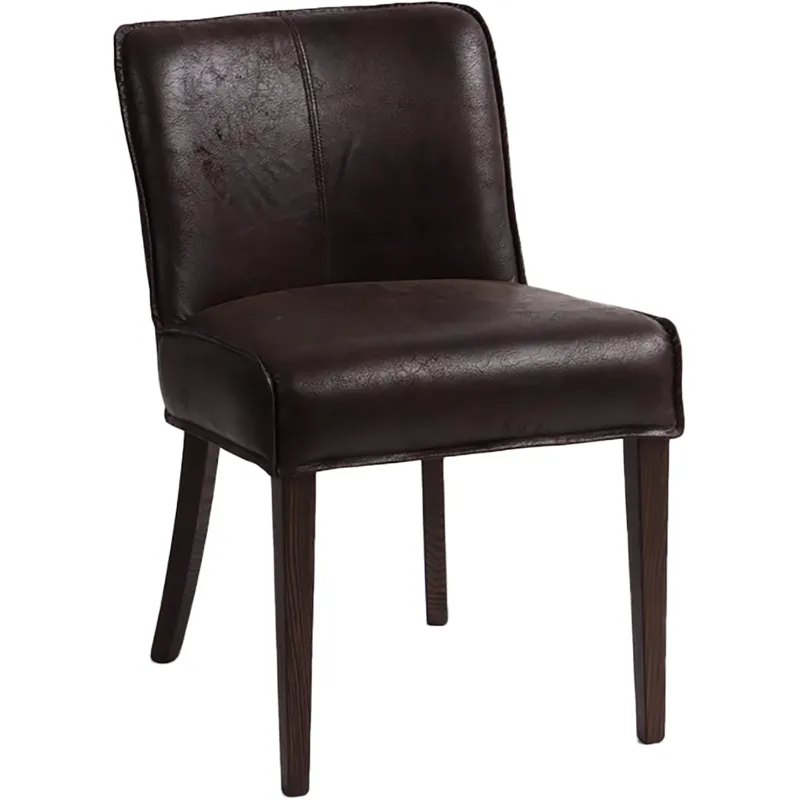 Grosvenor Buddy 20" Dining Chair in Dark Brown Leather with Matte Brown Legs