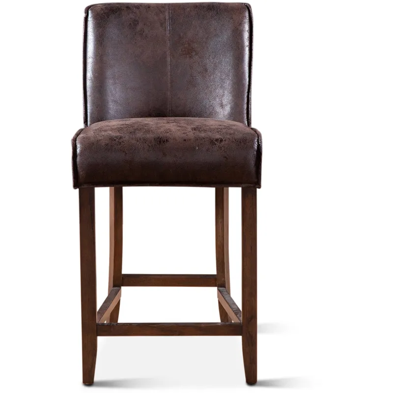 Grosvenor Buddy 20" Counter Chair in Dark Brown Leather with Matte Brown Legs