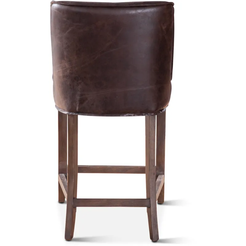 Grosvenor Buddy 20" Counter Chair in Dark Brown Leather with Matte Brown Legs