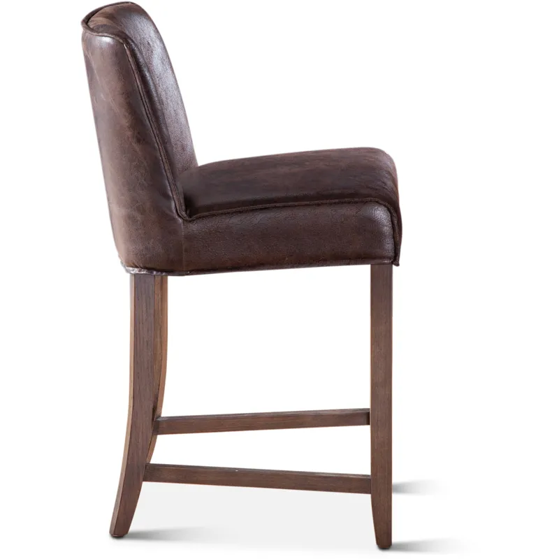Grosvenor Buddy 20" Counter Chair in Dark Brown Leather with Matte Brown Legs