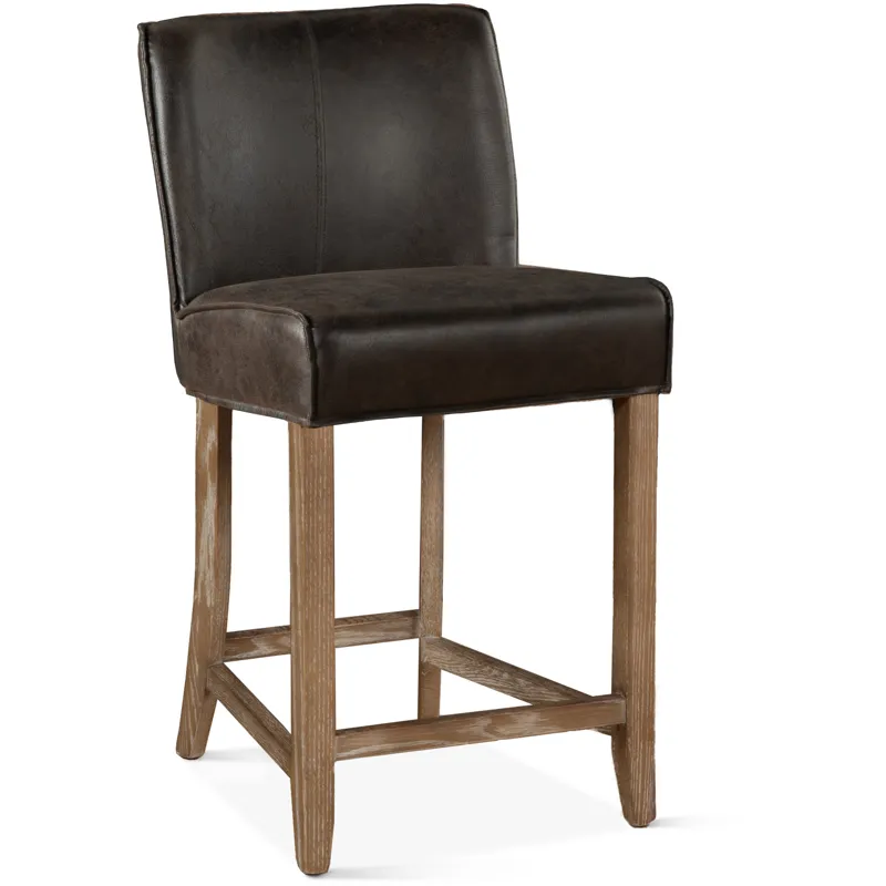 Grosvenor Buddy 20" Counter Chair in Dark Brown Leather with Natural Legs