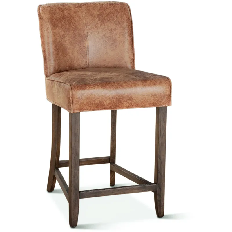 Grosvenor Buddy 20" Counter Chair in Tan Leather with Matte Brown Legs
