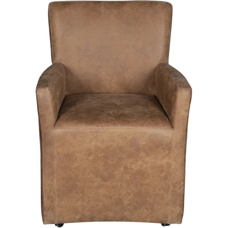 Grosvenor Peabody 25" Wheeled Armchair in Tan Leather