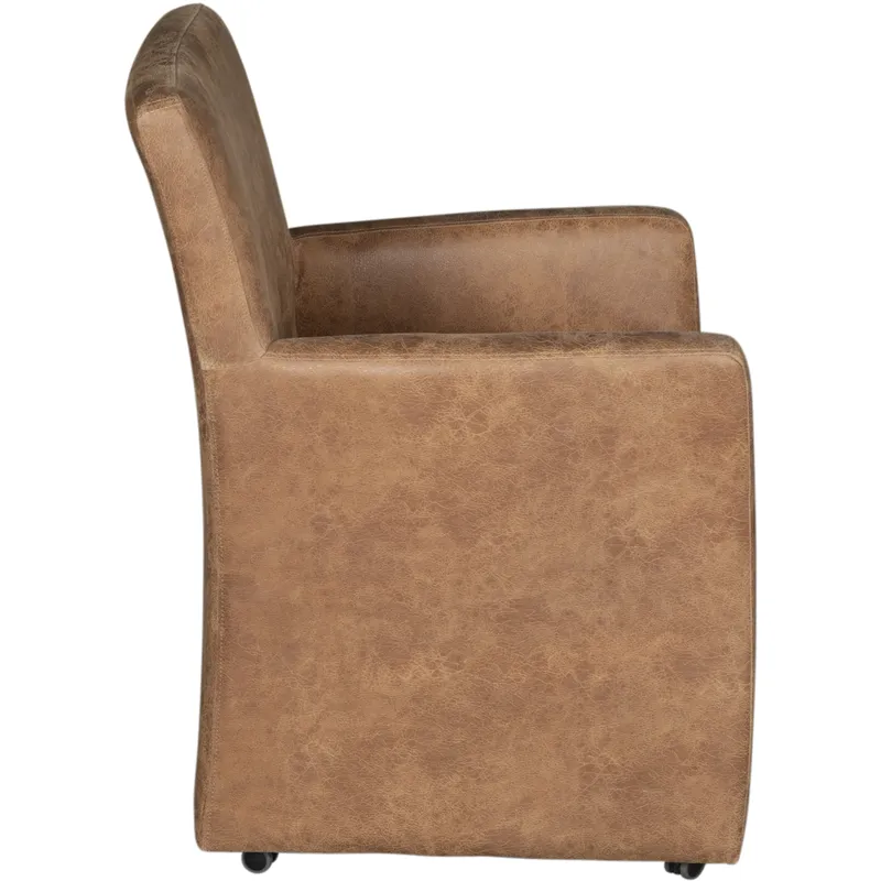 Grosvenor Peabody 25" Wheeled Armchair in Tan Leather