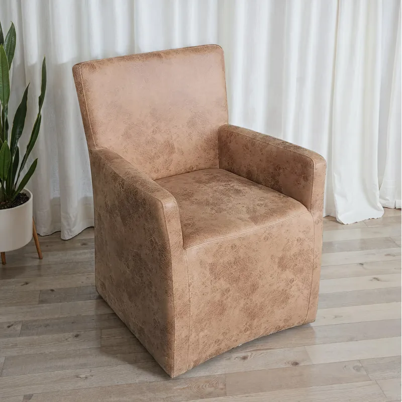 Grosvenor Peabody 25" Wheeled Armchair in Tan Leather