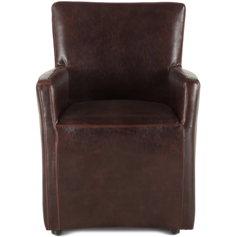 Grosvenor Peabody 25" Wheeled Armchair in Brown Leather