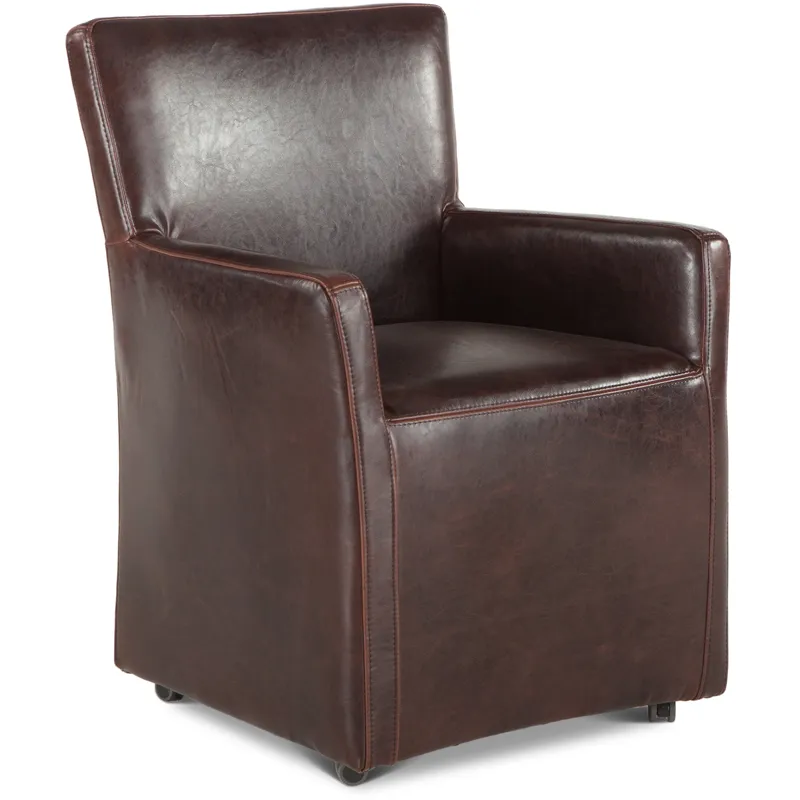 Grosvenor Peabody 25" Wheeled Armchair in Brown Leather