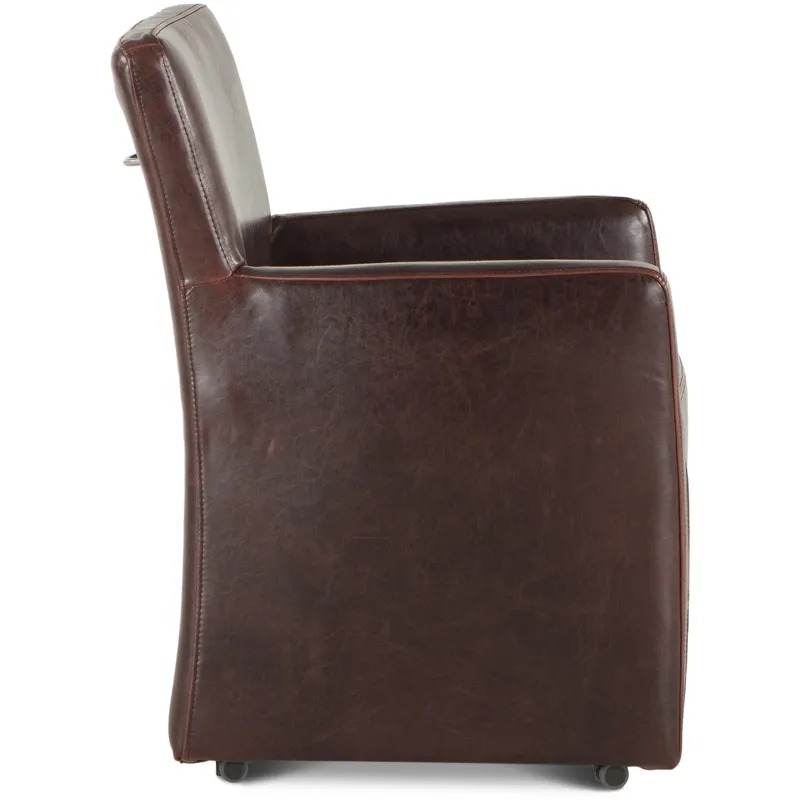 Grosvenor Peabody 25" Wheeled Armchair in Brown Leather