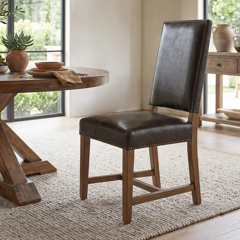 Upholstered Seating Darcy Dining Chair in Dark Brown with Earth Legs