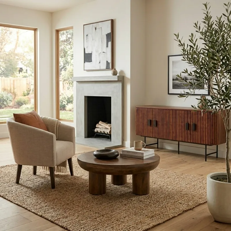 Palermo 39" Round Coffee Table in Acorn Brown