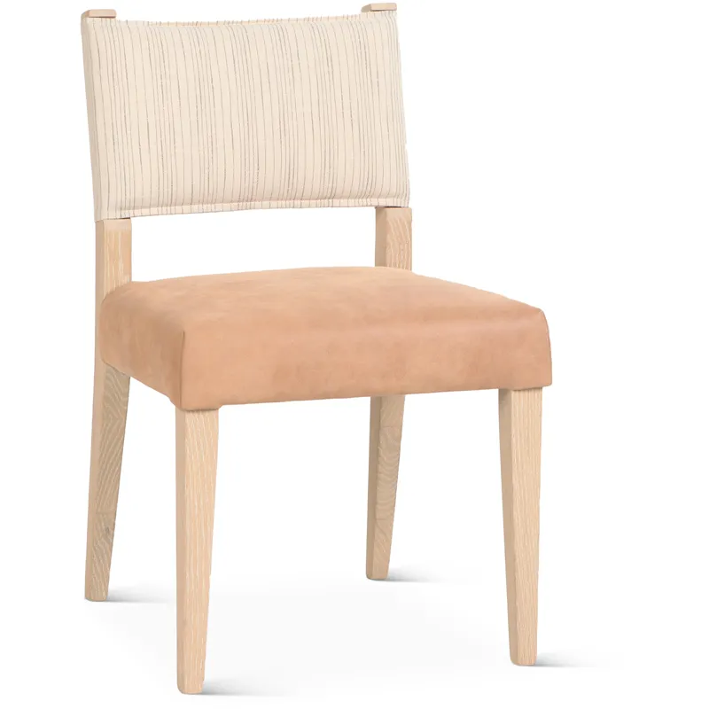 Grosvenor Maya 21" Dining Chair in Durango Linen and Antique Leather with Napoleon Legs