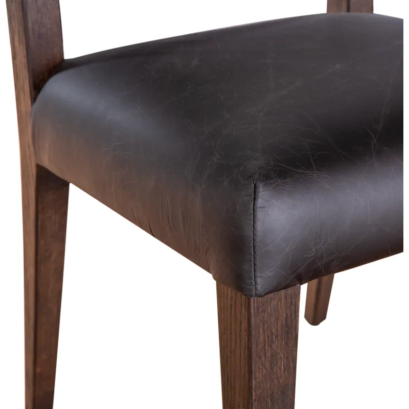 Grosvenor Maya 21" Dining Chair in Black Striped Linen and Black Leather