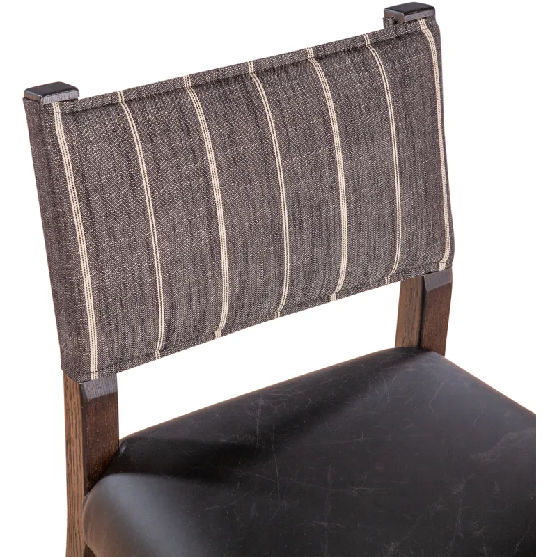Grosvenor Maya 21" Dining Chair in Black Striped Linen and Black Leather
