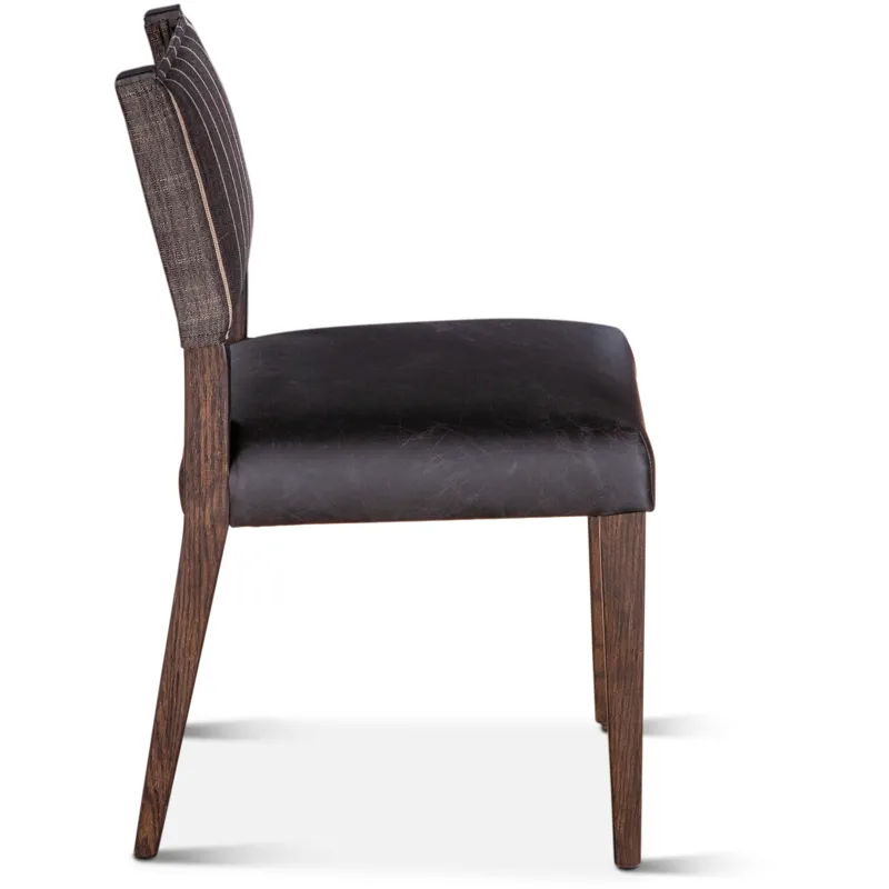 Grosvenor Maya 21" Dining Chair in Black Striped Linen and Black Leather
