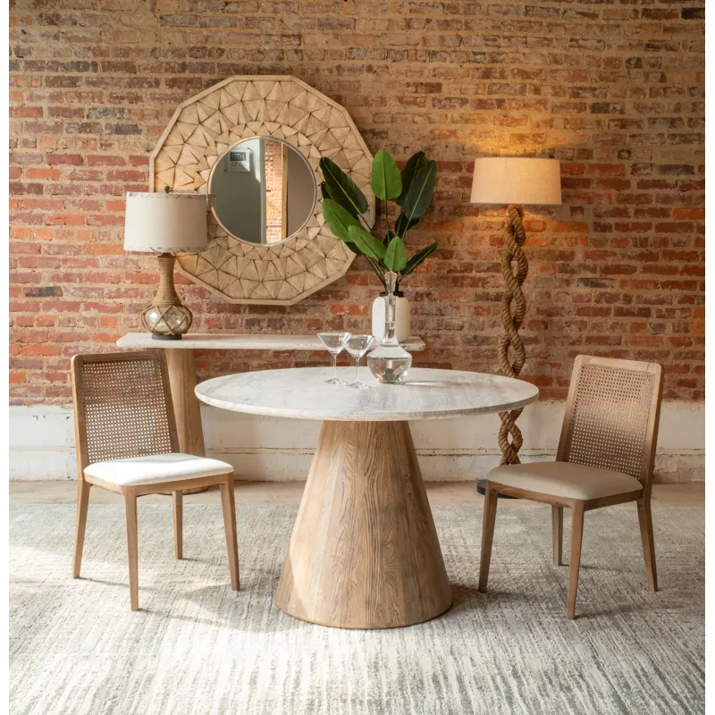 Vista 60" Console Table with White Travertine and Light Base