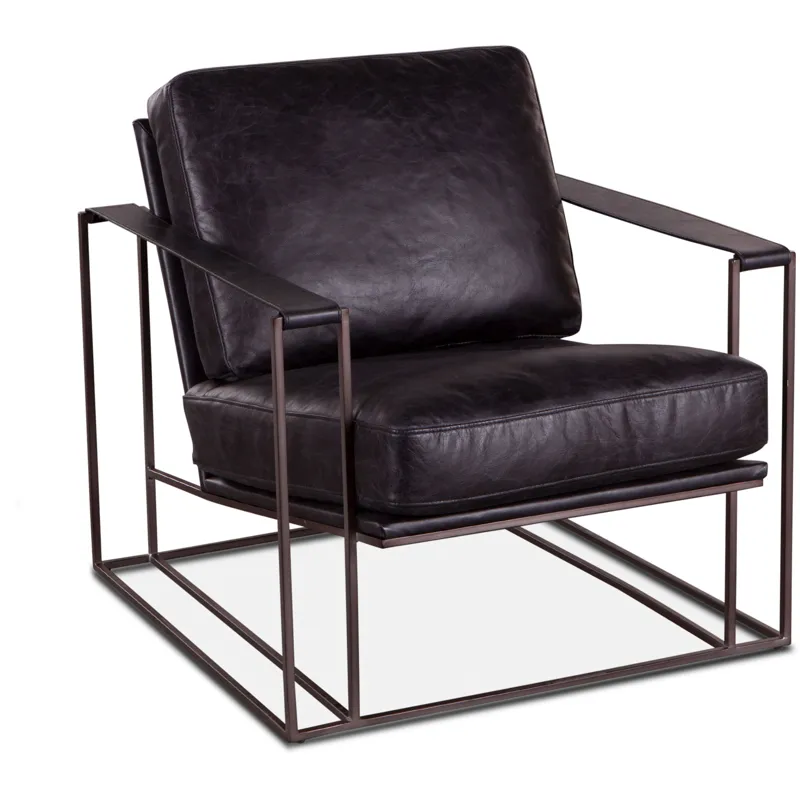 Grosvenor Bogart Modern 30" Accent Chair in Ebony Black Leather