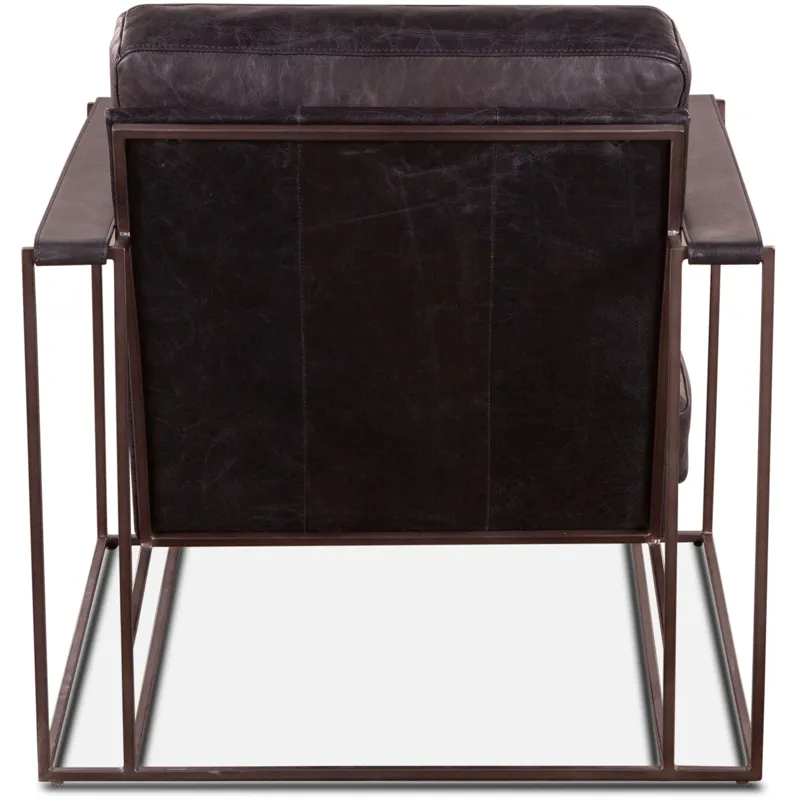 Grosvenor Bogart Modern 30" Accent Chair in Ebony Black Leather