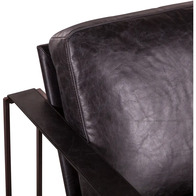 Grosvenor Bogart Modern 30" Accent Chair in Ebony Black Leather
