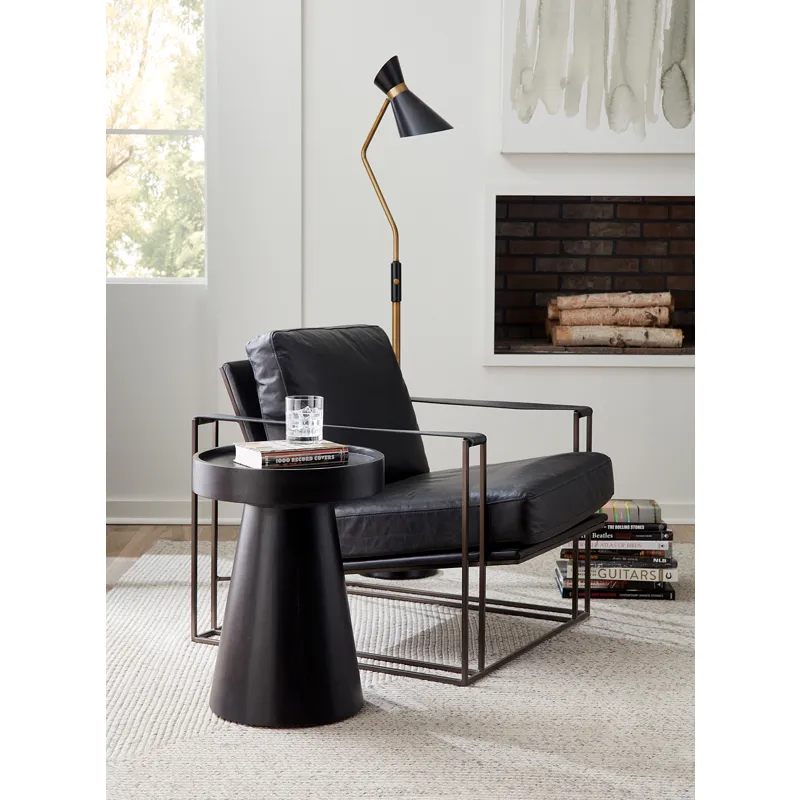 Grosvenor Bogart Modern 30" Accent Chair in Ebony Black Leather