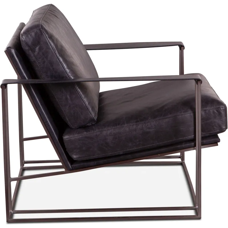 Grosvenor Bogart Modern 30" Accent Chair in Ebony Black Leather