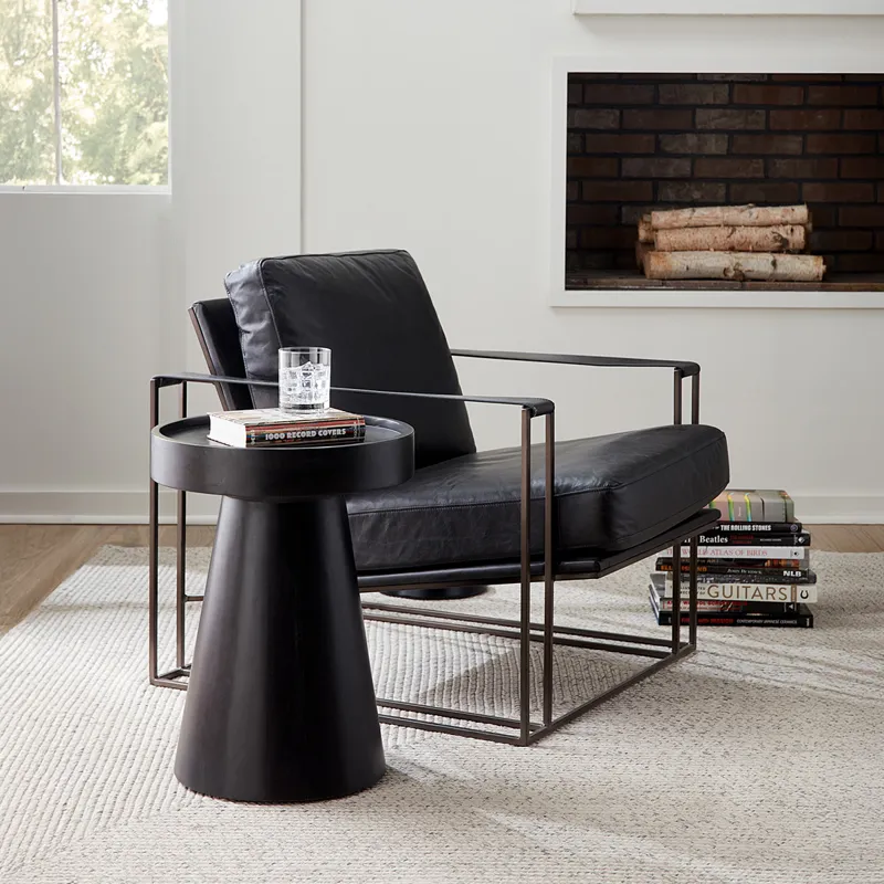 Grosvenor Bogart Modern 30" Accent Chair in Ebony Black Leather