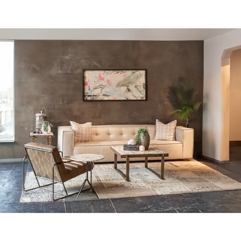 Grosvenor Milano 106" Sofa in Vintage Cream Top Grain Leather