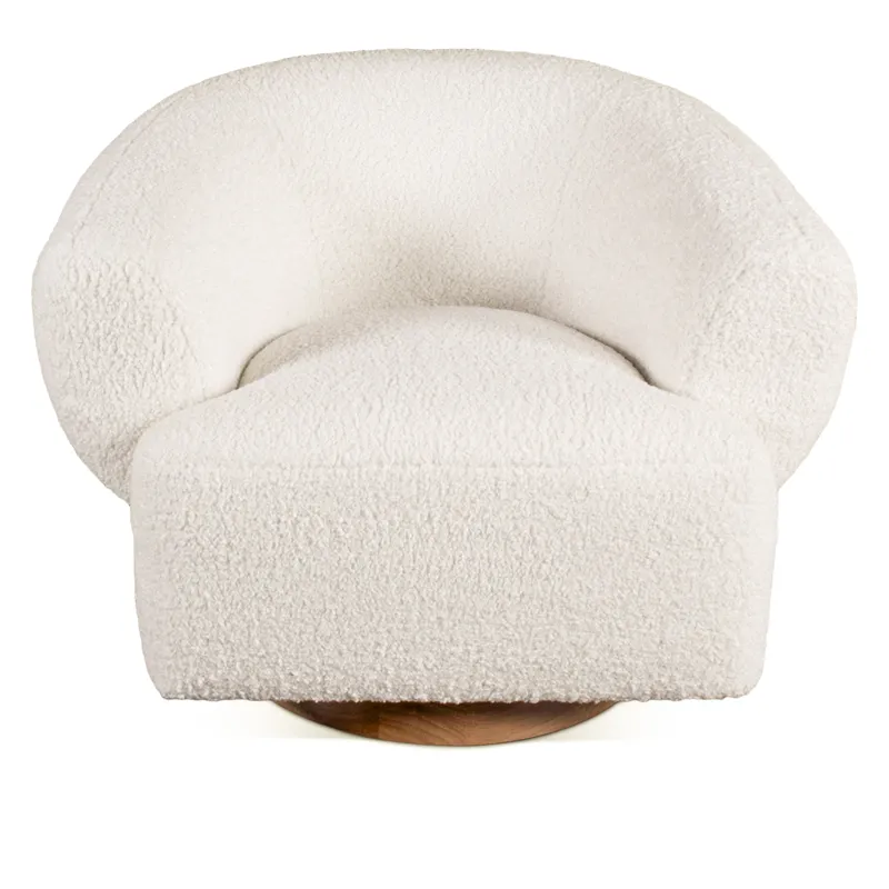 Gatsby Estelle 35" Swivel Accent Chair in Cream Boucle Fabric