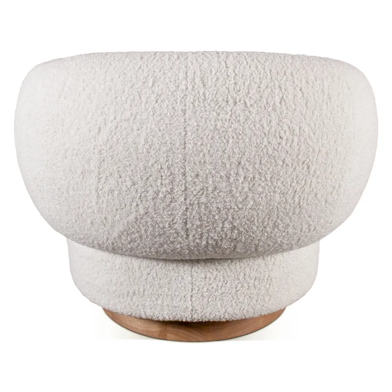 Gatsby Estelle 35" Swivel Accent Chair in Cream Boucle Fabric