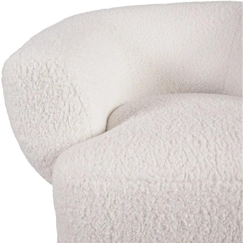 Gatsby Estelle 35" Swivel Accent Chair in Cream Boucle Fabric