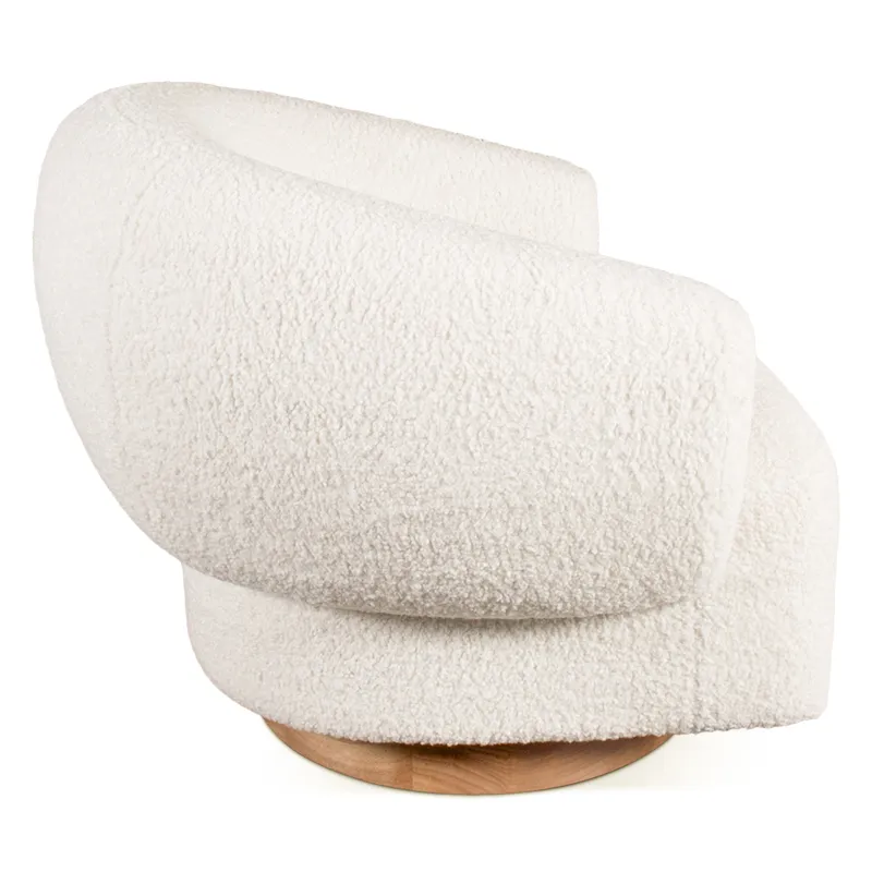 Gatsby Estelle 35" Swivel Accent Chair in Cream Boucle Fabric