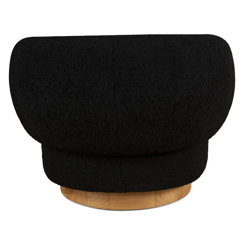 Gatsby Estelle 35" Swivel Accent Chair in Midnight Boucle Fabric