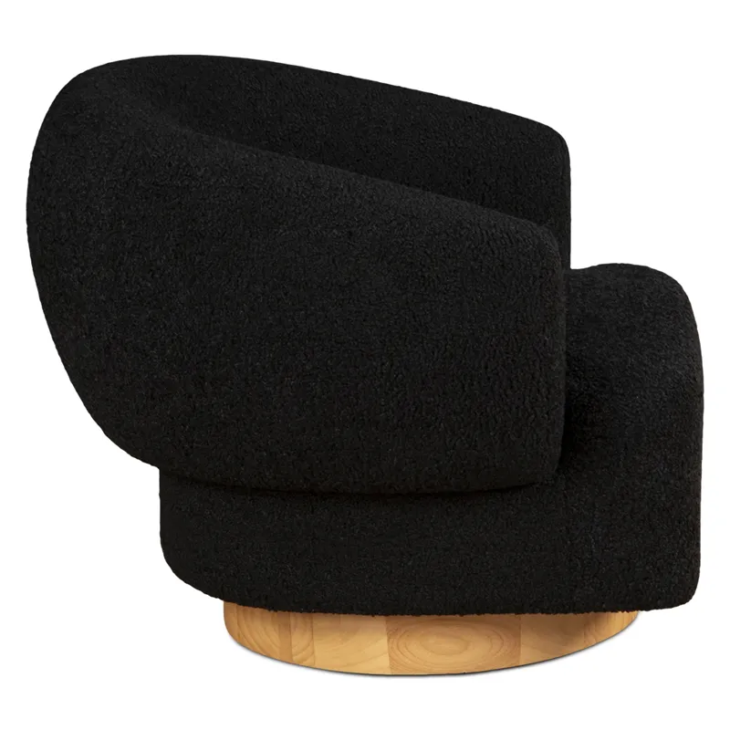Gatsby Estelle 35" Swivel Accent Chair in Midnight Boucle Fabric