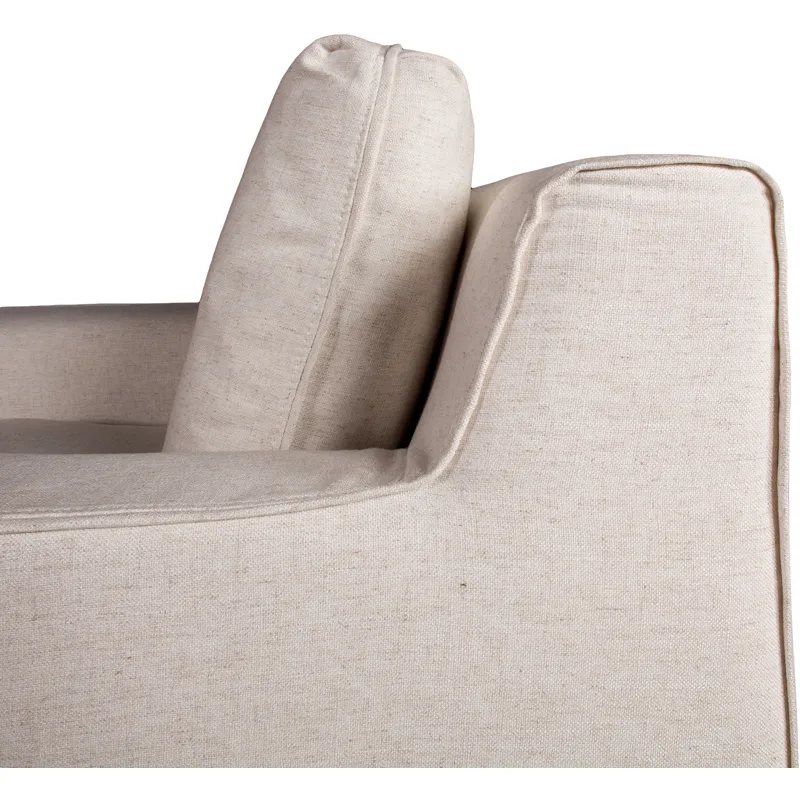 Gatsby Palladium Swivel Accent Chair in White Linen Slipcover