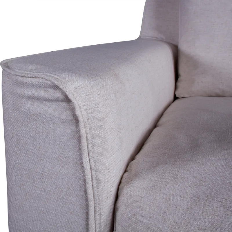 Gatsby Palladium Swivel Accent Chair in White Linen Slipcover