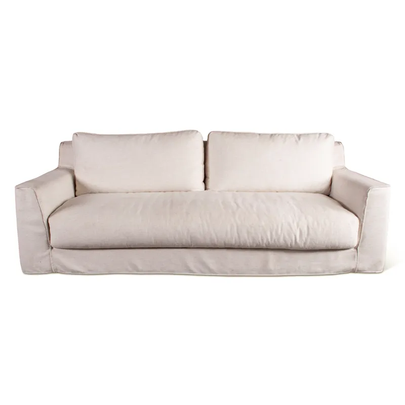 Gatsby Palladium Sofa in White Linen Slipcover