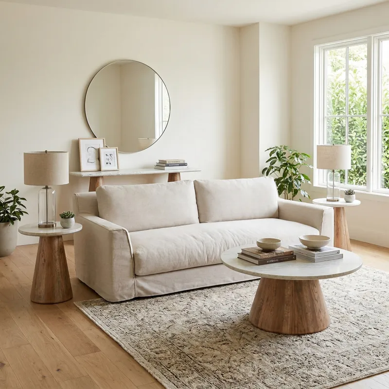 Gatsby Palladium Sofa in White Linen Slipcover