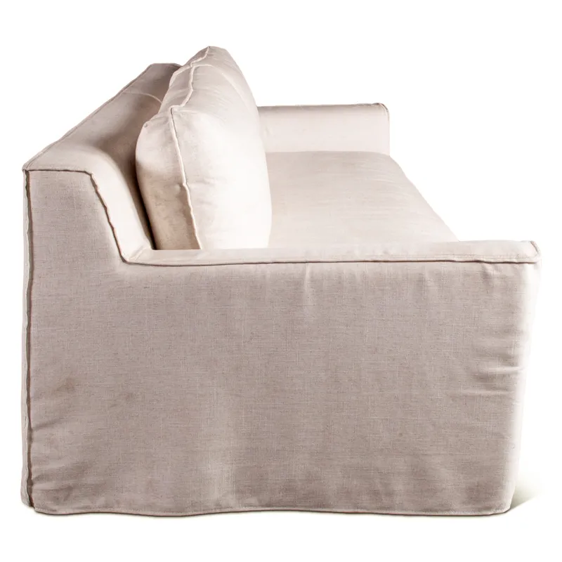 Gatsby Palladium Sofa in White Linen Slipcover