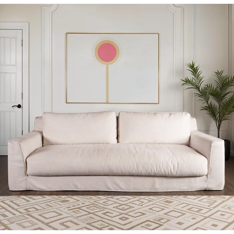 Gatsby Palladium Sofa in White Linen Slipcover