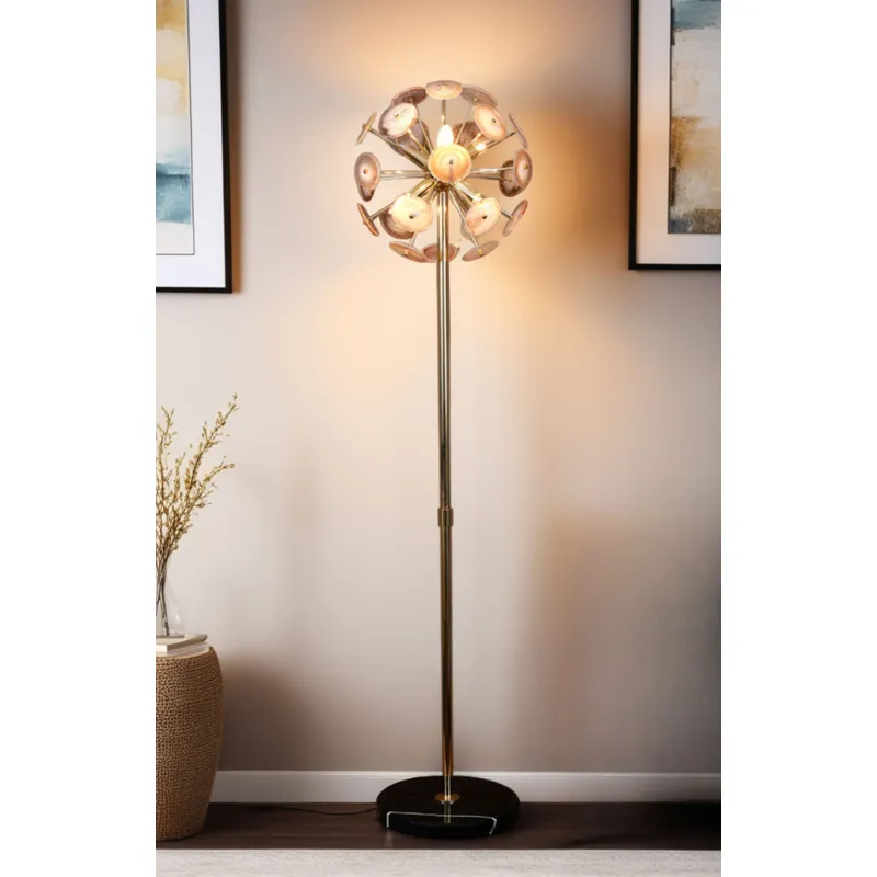 Vintage Light Agate and Marble Floor Lamp