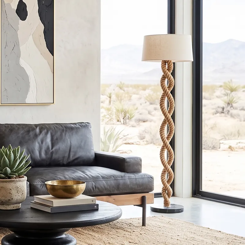 Vintage Light Rope Floor Lamp with Shade