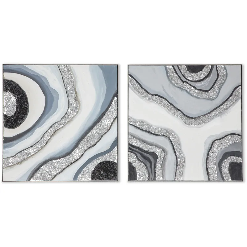 Palette Agate Allure Hand Painted Framed Diptych