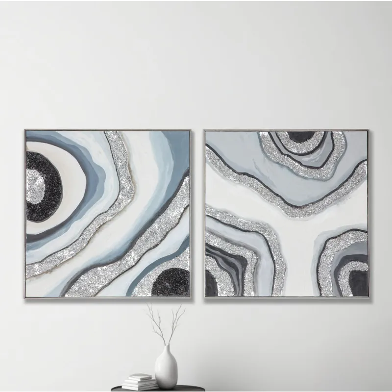 Palette Agate Allure Hand Painted Framed Diptych