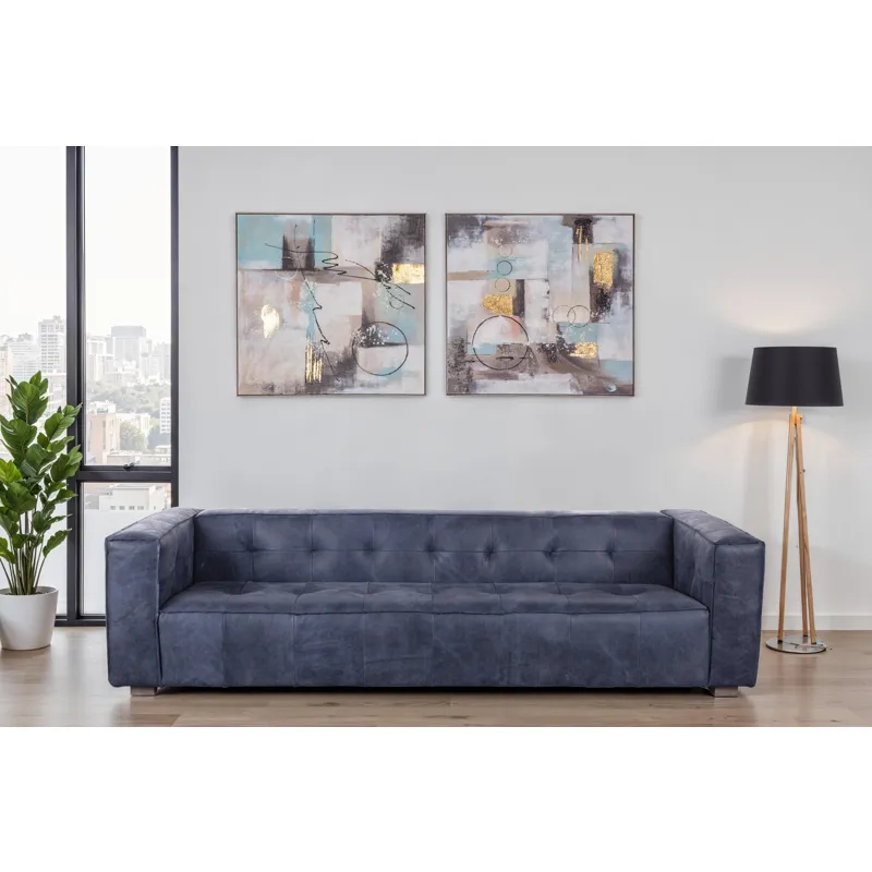 Grosvenor Milano 106" Sofa in Italian Blue Top Grain Leather