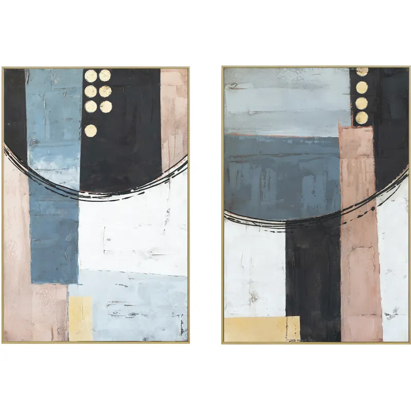 Palette Cityscape Abstractions Hand Painted Framed Diptych