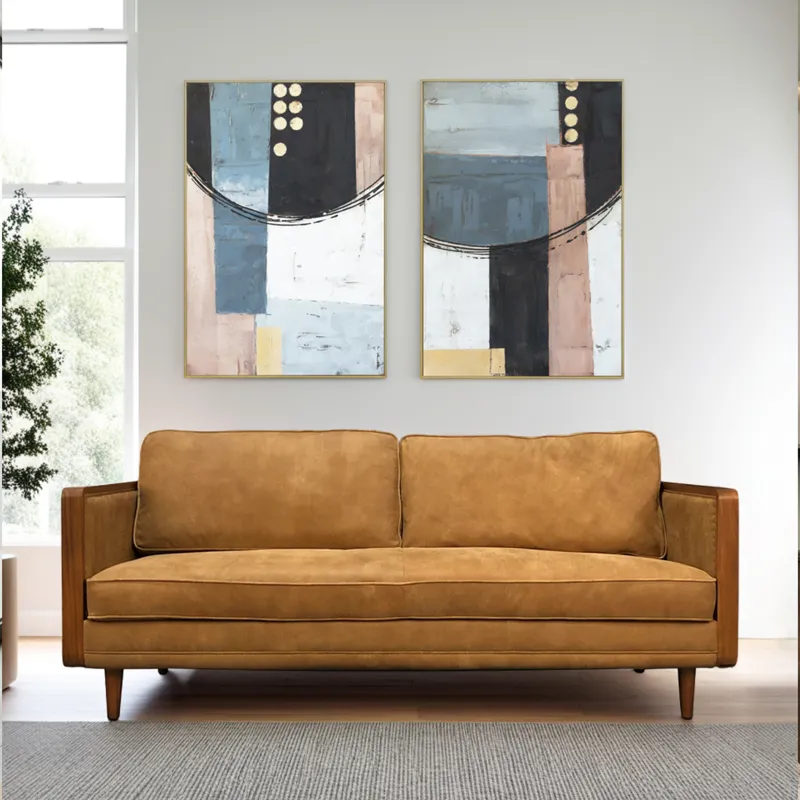 Palette Cityscape Abstractions Hand Painted Framed Diptych