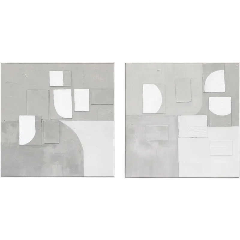 Palette Cutout Collage Hand Painted Framed Diptych