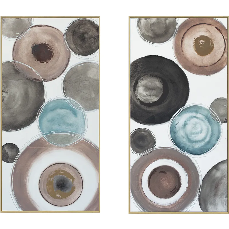 Palette Delicate Dishes Hand Painted Framed Diptych